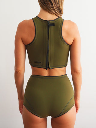 2mm Wetsuit Top for Women | Sleeveless | Olive Green